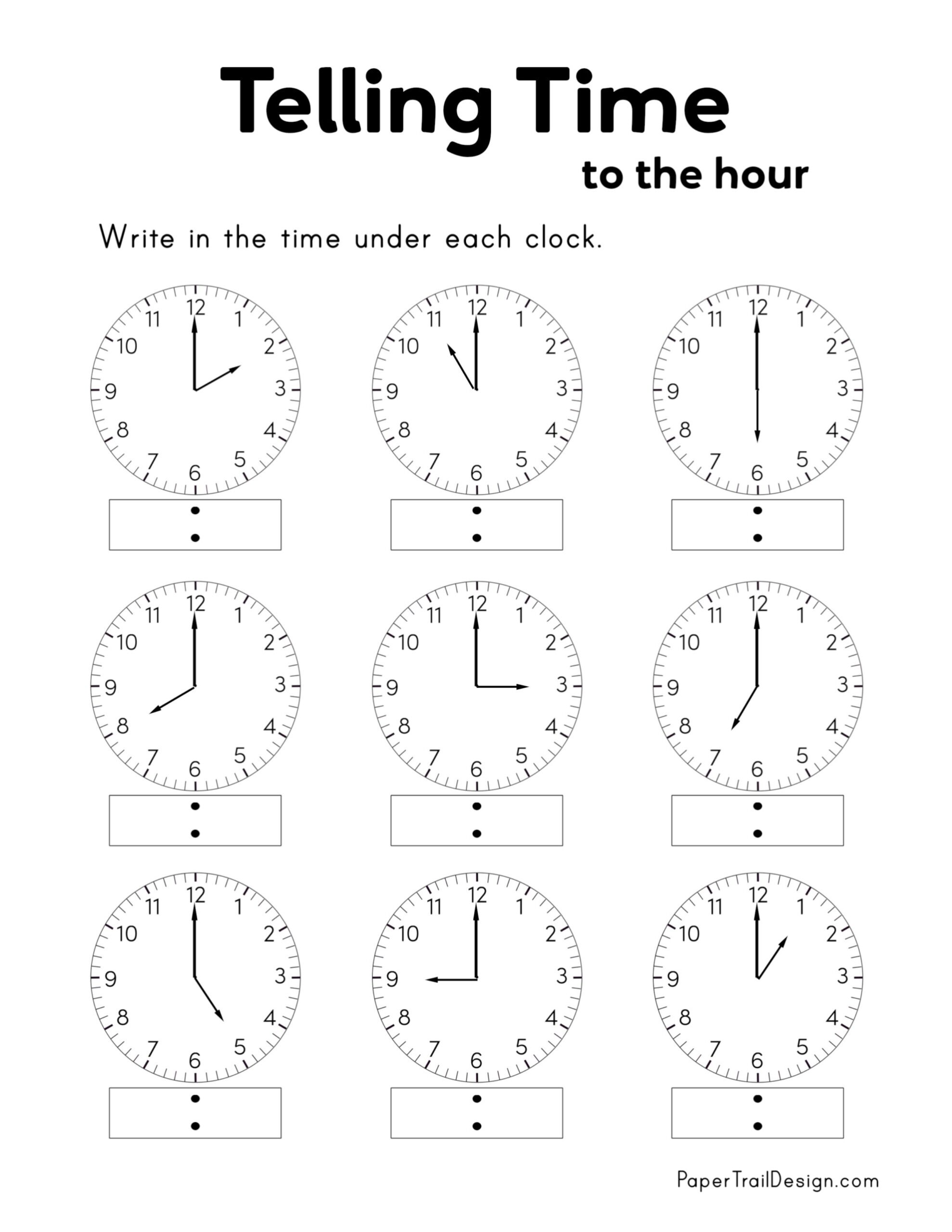 Free Printable Telling Time Worksheets Paper Trail Design Free Printable Telling Time Worksheets Paper Trail Design