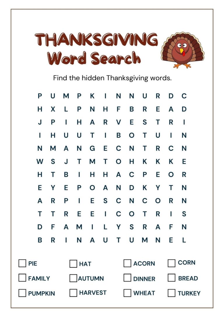 Free Printable Thanksgiving Worksheet Templates Canva