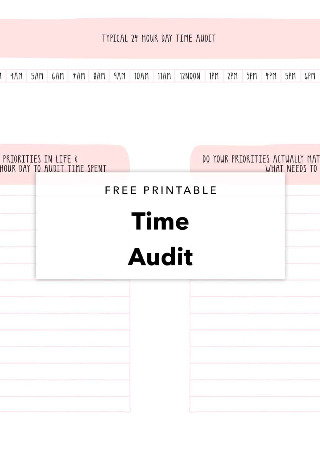 Free Printable Time Audit Planning Tortagialla
