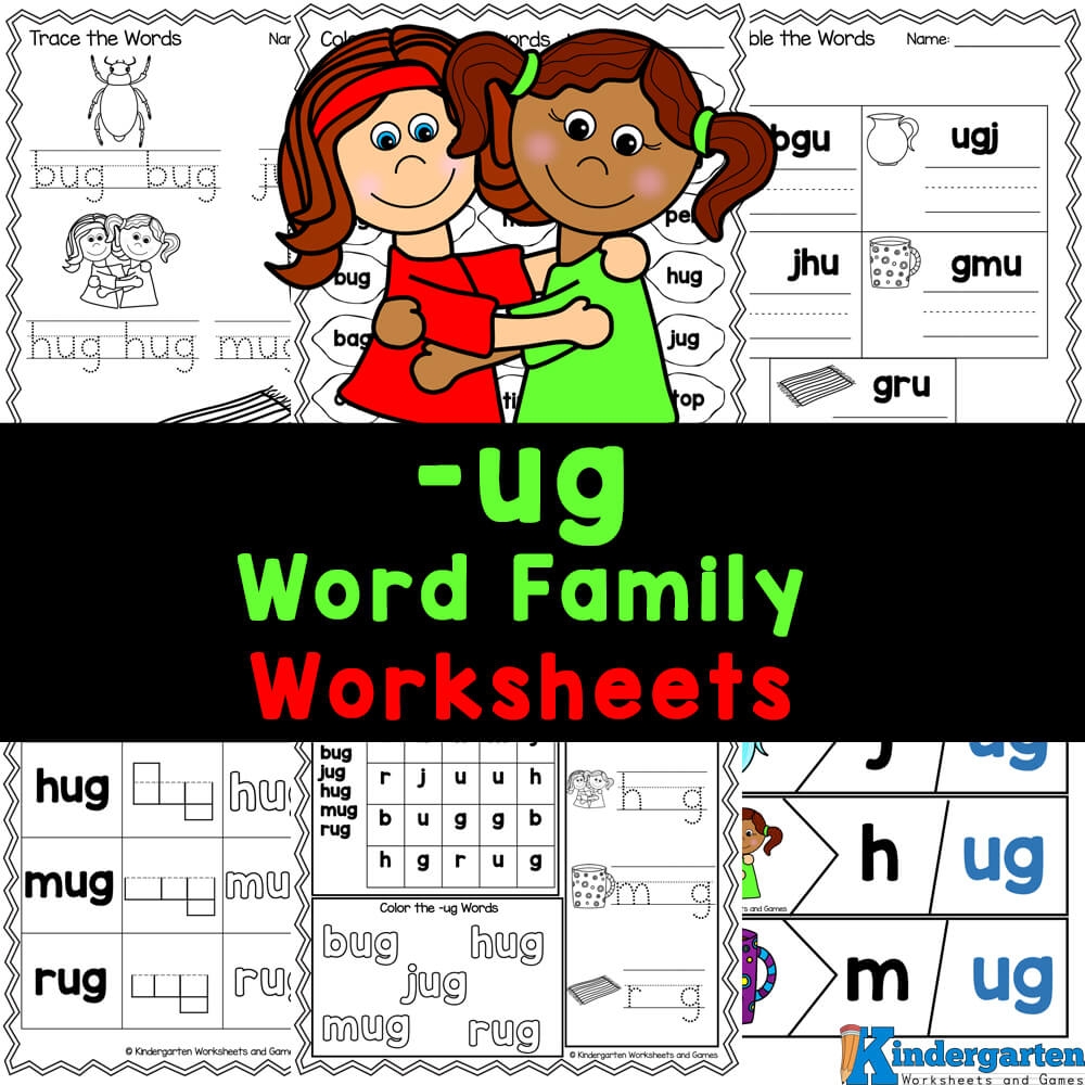 FREE Printable ug Word Family Worksheets For Kindergarten FREE Printable ug Word Family Worksheets For Kindergarten
