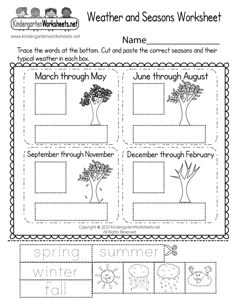 Free Printable Weather And Seasons Worksheet