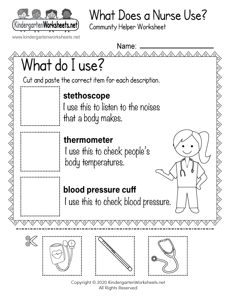 Free Printable What Does A Nurse Use Worksheet