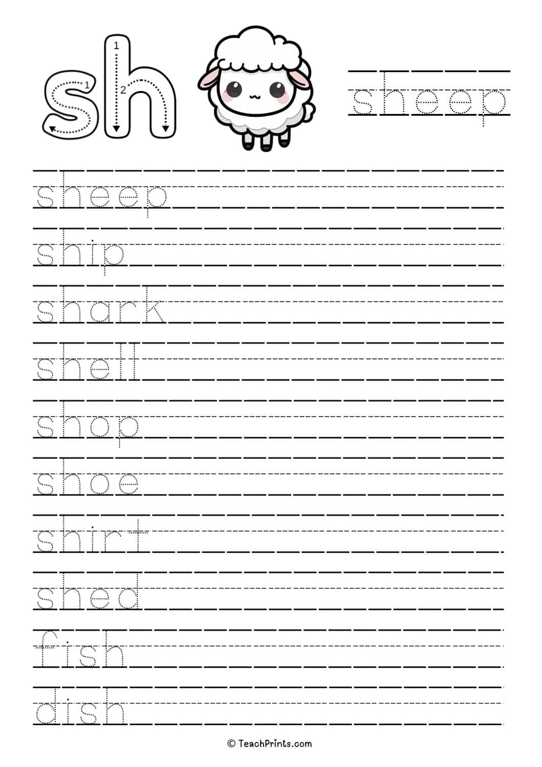 Free Sh Worksheets Teach Prints
