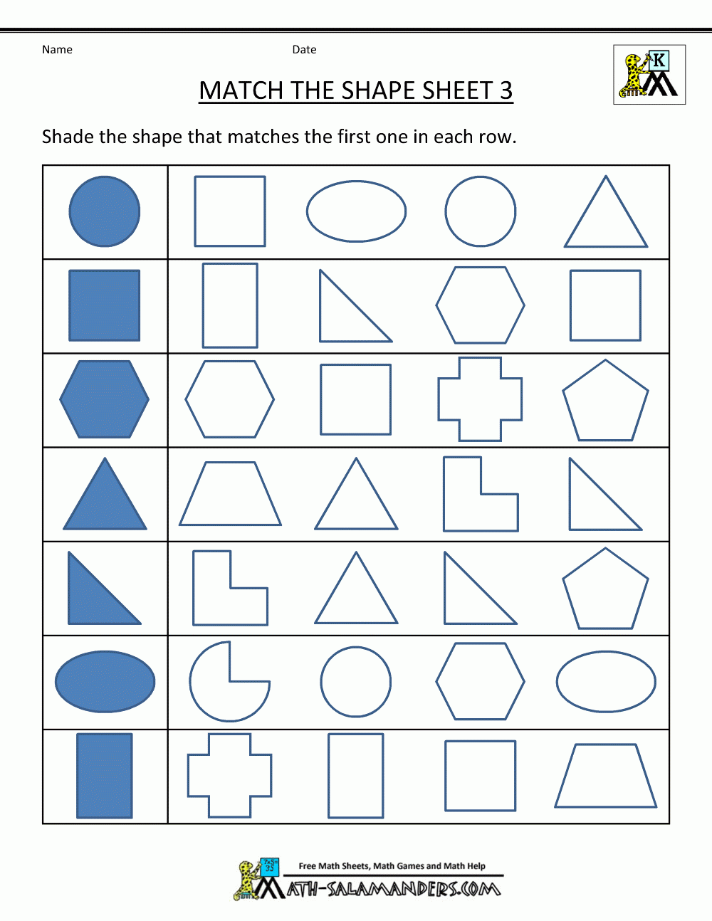 Free Printable Worksheet Kindergarten