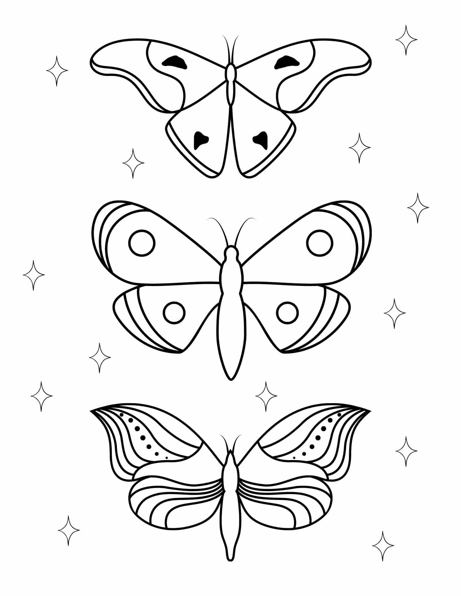 Free Simple Butterfly Coloring Pages Little Moon