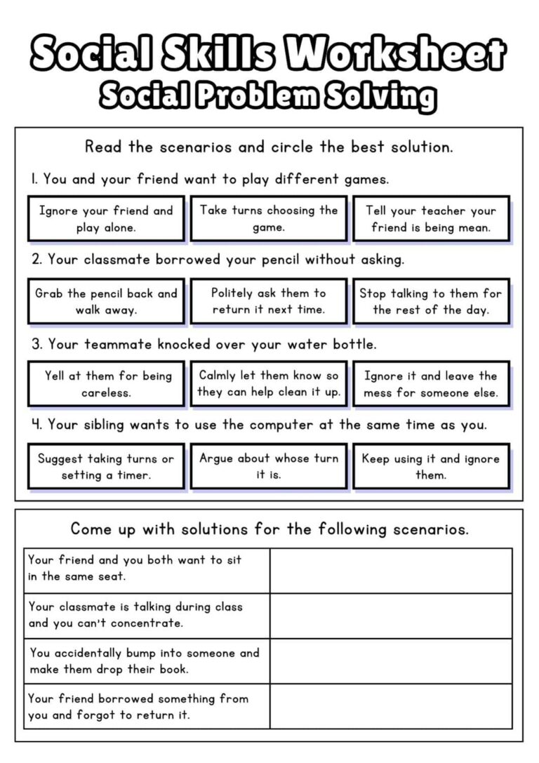 Free Social Skills Worksheets 2026 