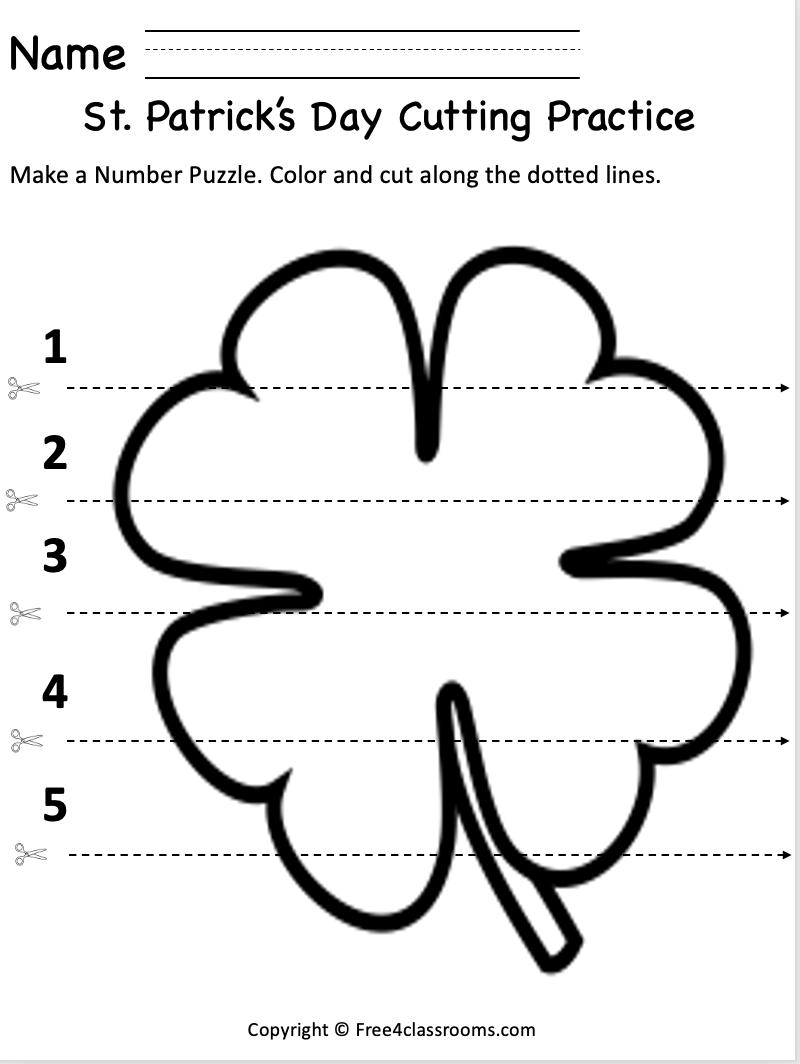 Free St Patrick s Day Worksheet Cutting Practice Printable Free Worksheets Free4Classrooms