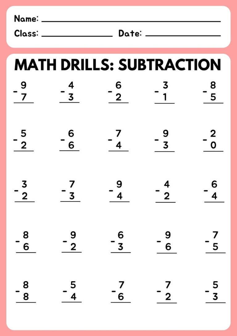 Free Subtraction Worksheet Templates To Edit And Print Canva
