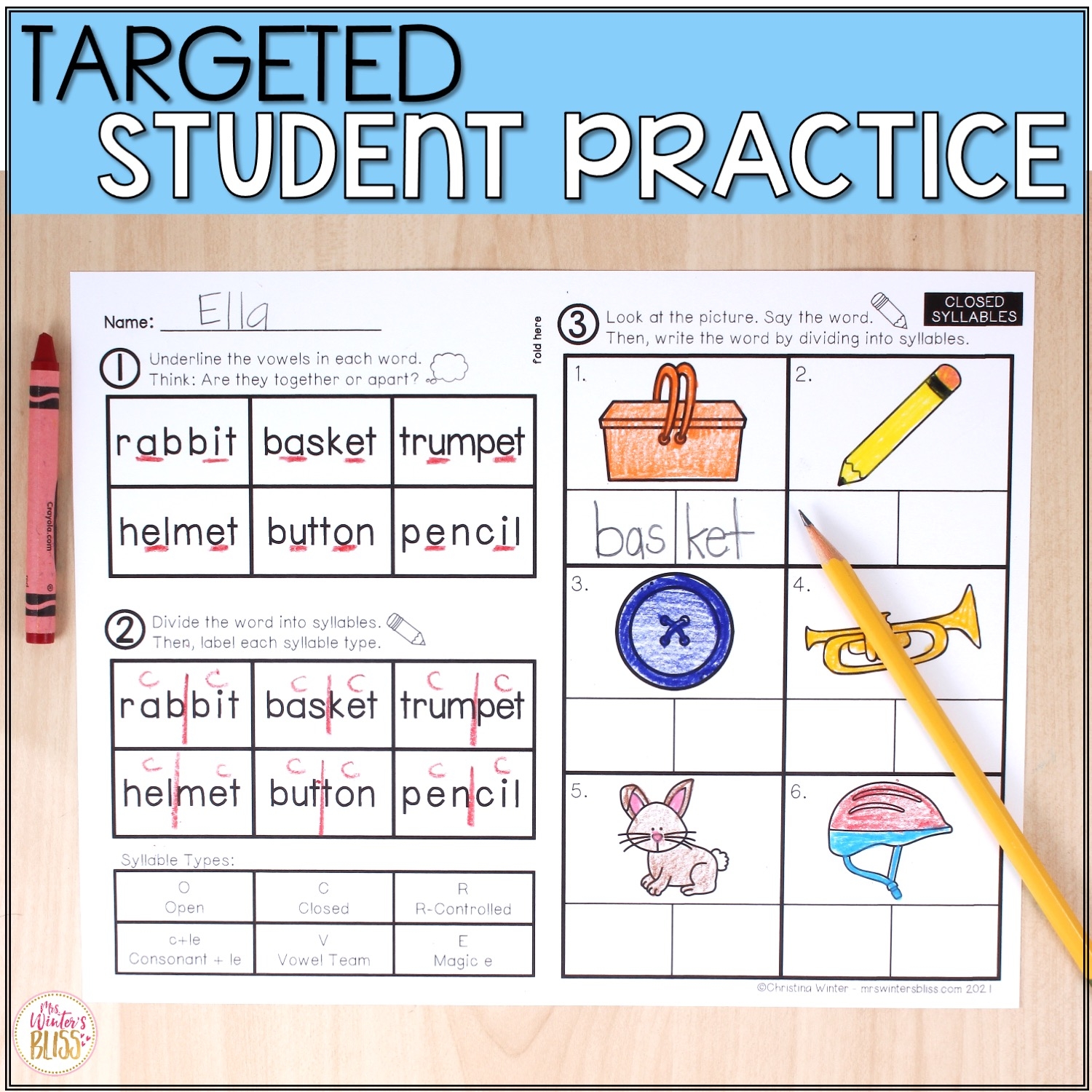 FREE Syllable Types And Syllable Division Digital Printable Activities Lead In Literacy Resources For Kindergarten 1st 2nd Grade