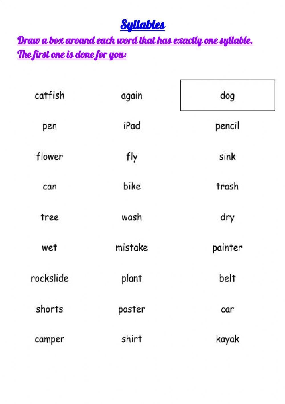 Free Worksheets 2nd Grade Syllables