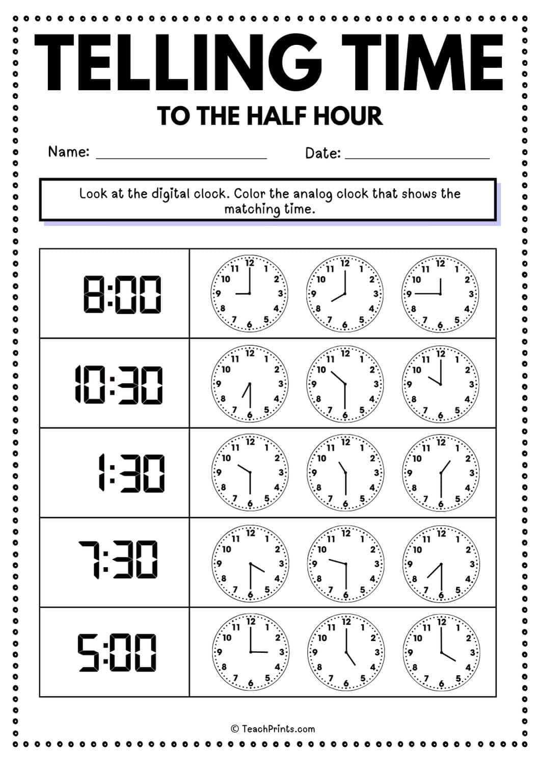 Kindergarten Math Worksheets Telling Time Hour