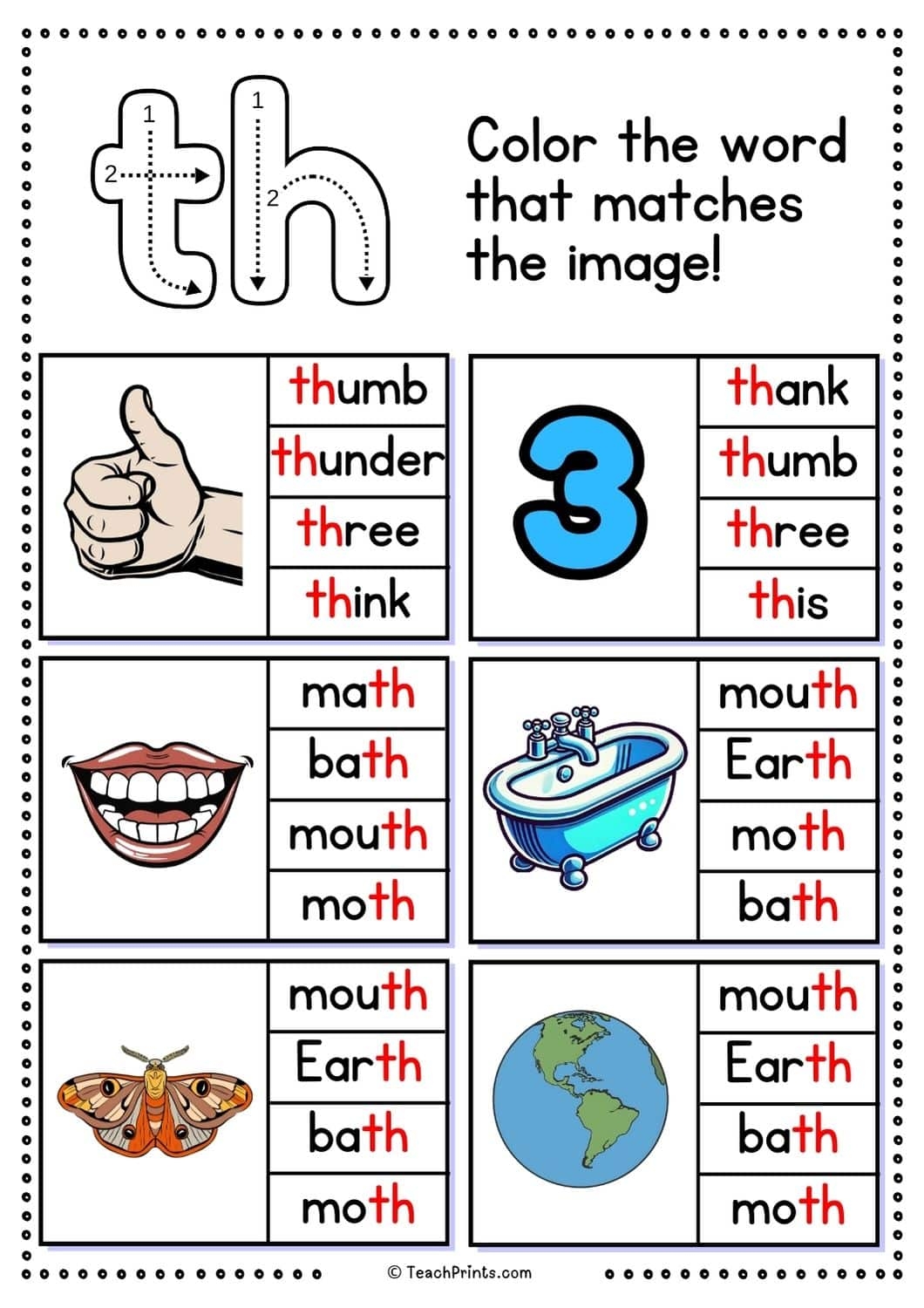 Free Th Worksheets Teach Prints Free Th Worksheets Teach Prints