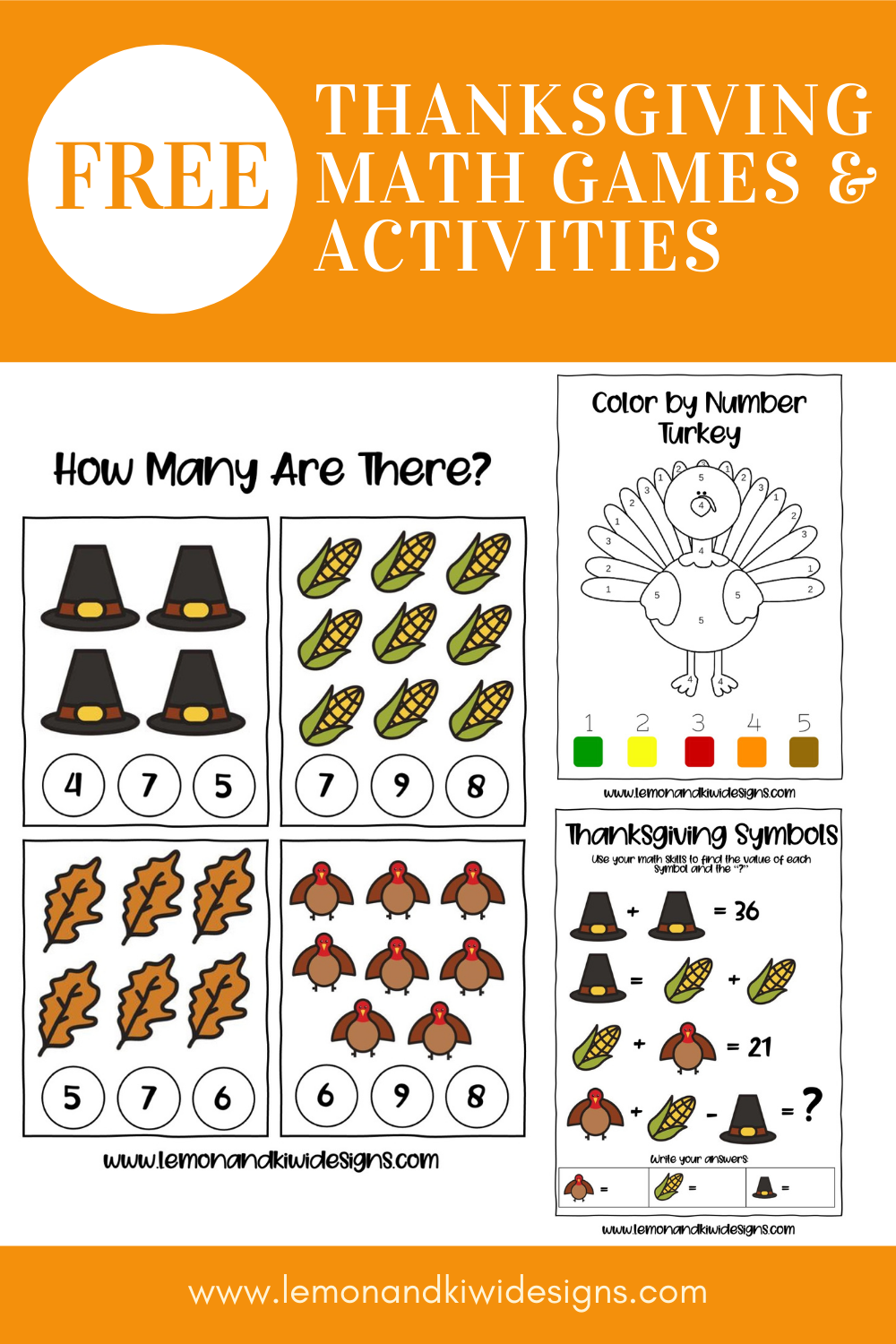 Free Thanksgiving Math Printables Lemon And Kiwi Designs Free Thanksgiving Math Printables Lemon And Kiwi Designs