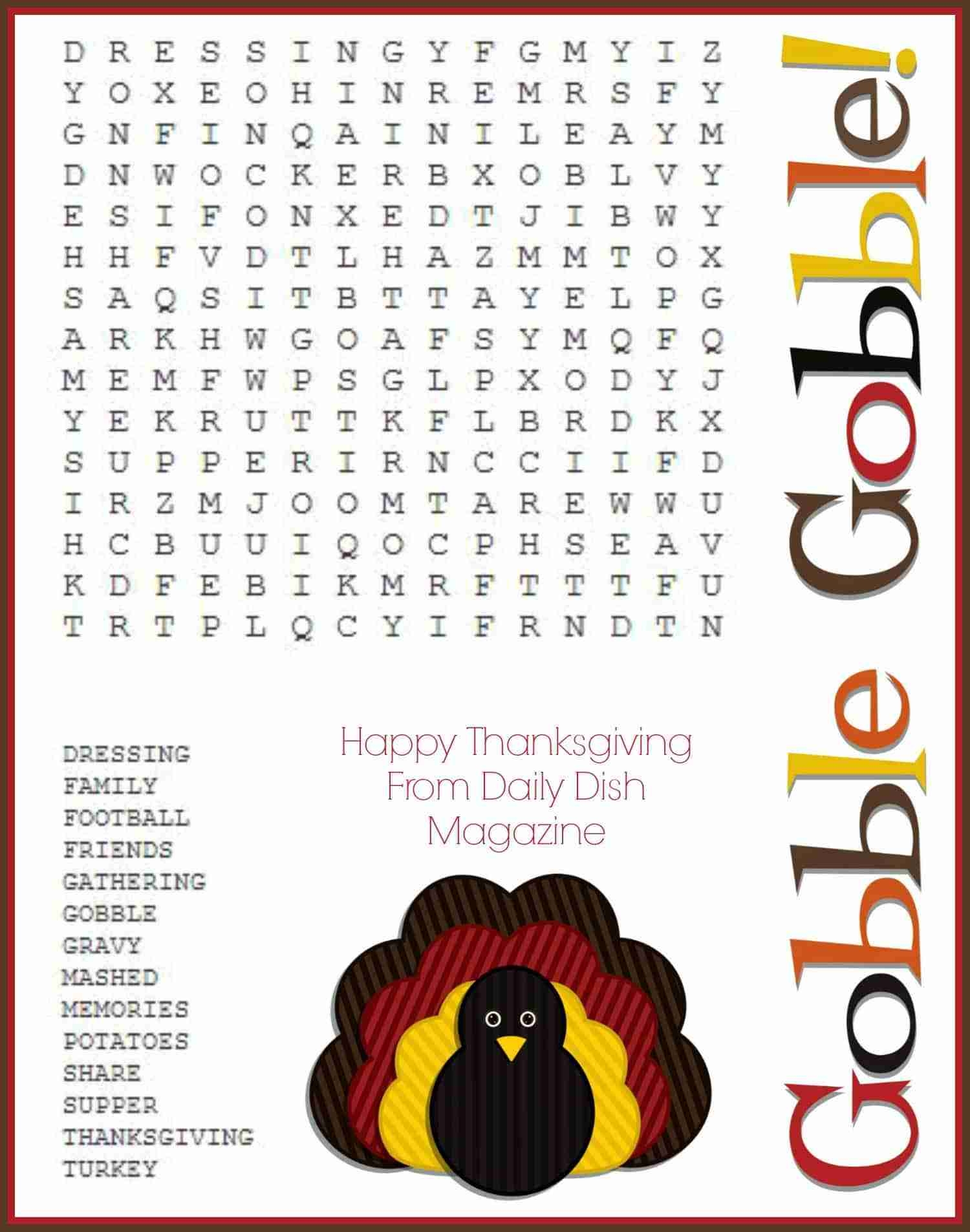 Free Thanksgiving Puzzles Word Search And Maze Printable Daily 