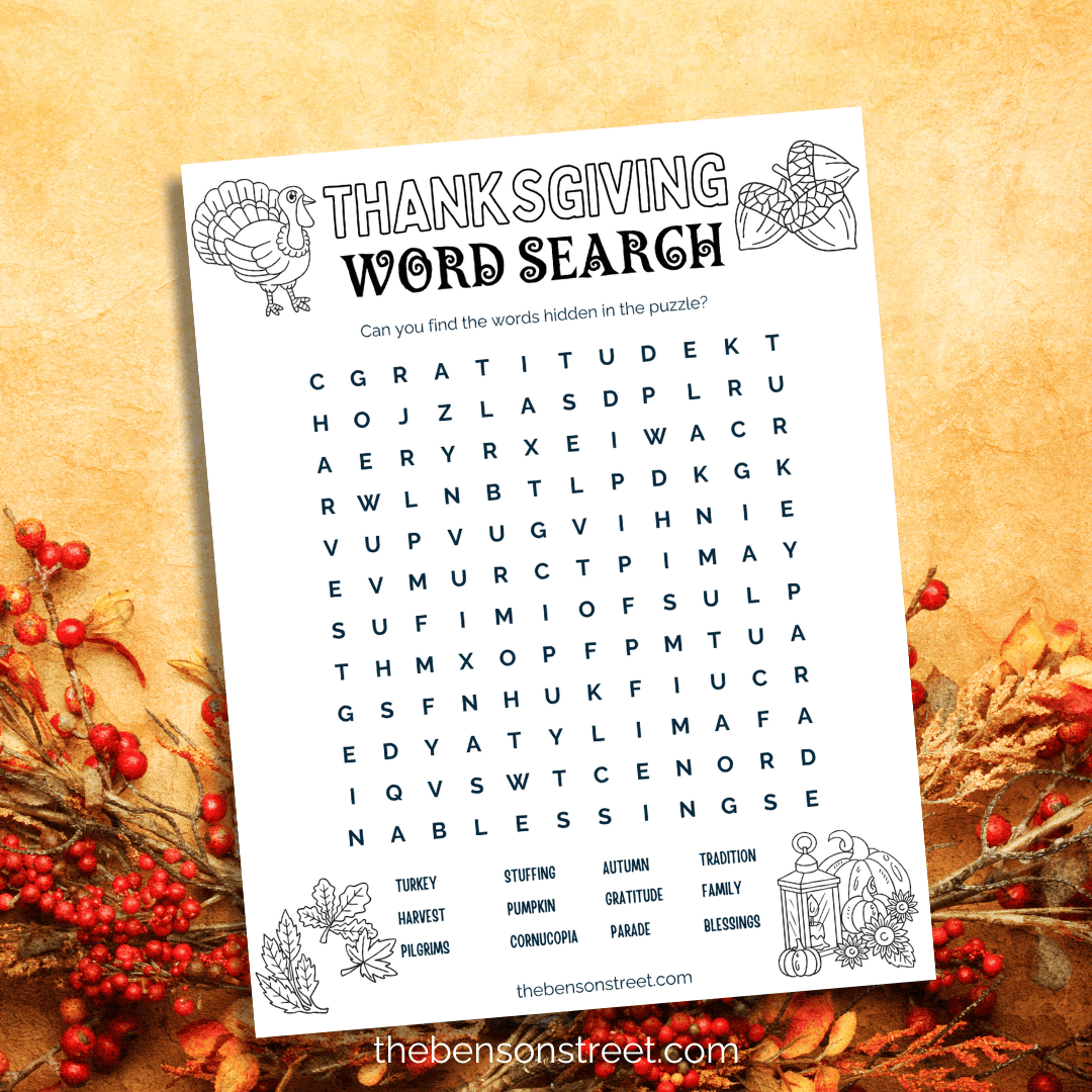 Free Printable Thanksgiving Word Search Worksheets