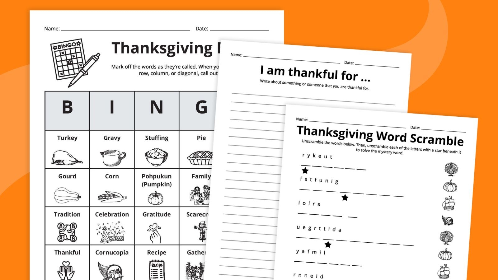 Printable Worksheets For Thanksgiving Day