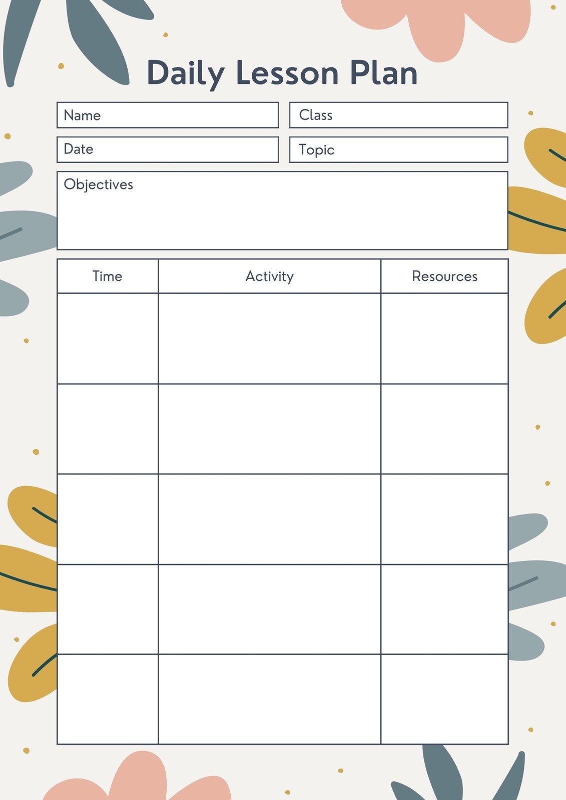 Preschool Free Printable Lesson Plan Template Preschool Free Printable Lesson Plan Template