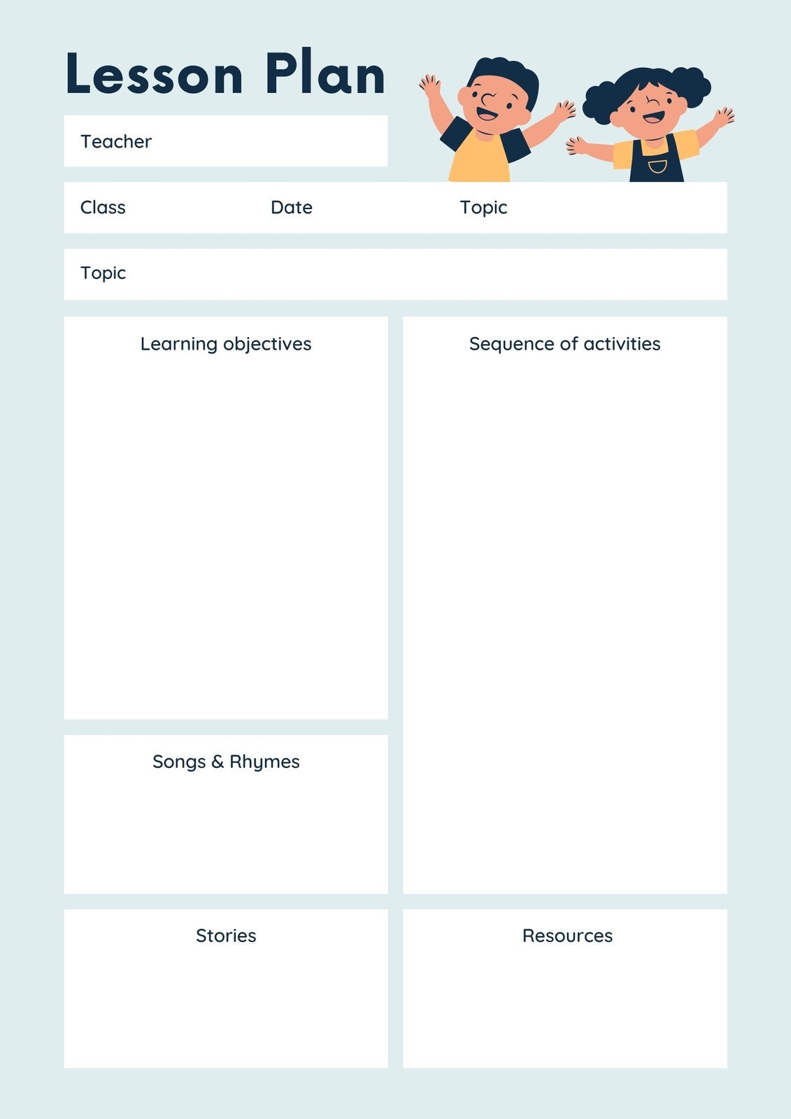 Free To Print Preschool Weekly Lesson Plan Templates Canva