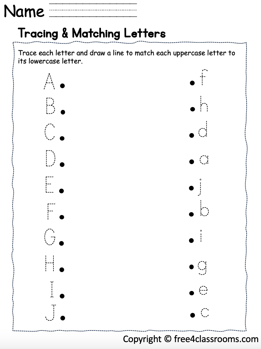 Free Tracing And Matching Letters Worksheet Alphabet Practice 