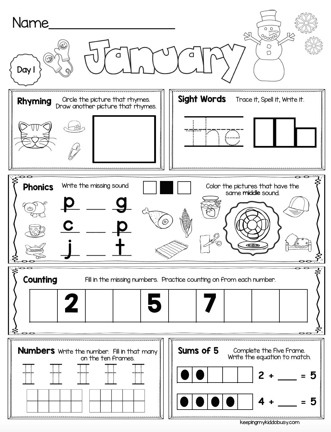 Free Week Of January Seat Work For Kindergarten Keeping My Kiddo Free Week Of January Seat Work For Kindergarten Keeping My Kiddo