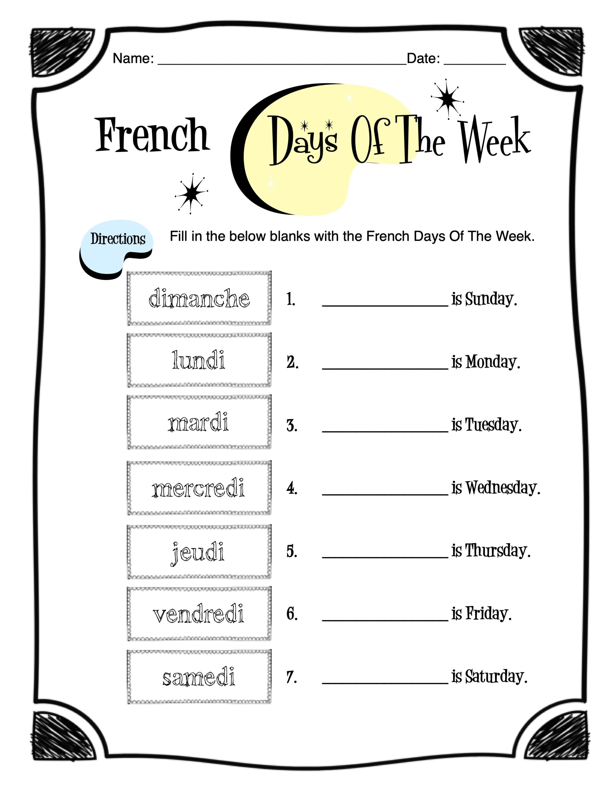 Free Printable French Worksheets For Kids Free Printable French Worksheets For Kids