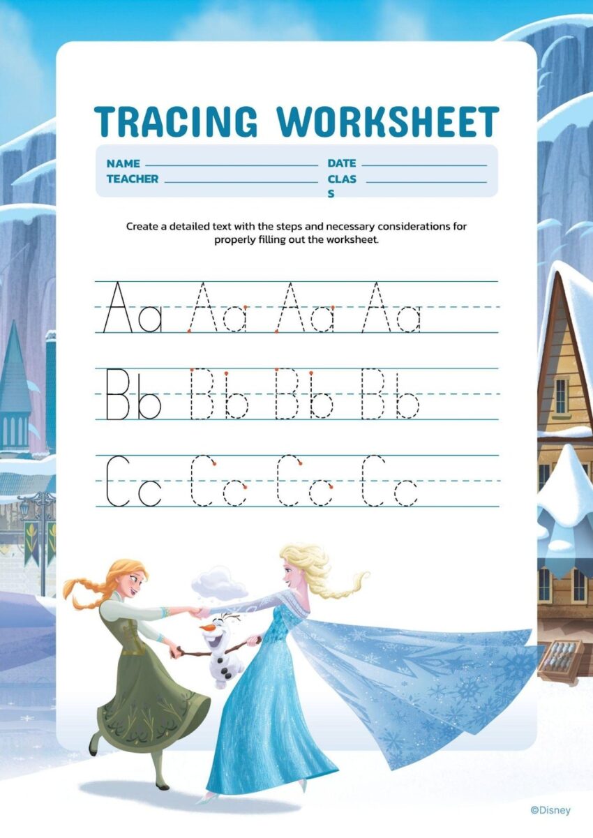 Frozen Characters Preschool Worksheet Template