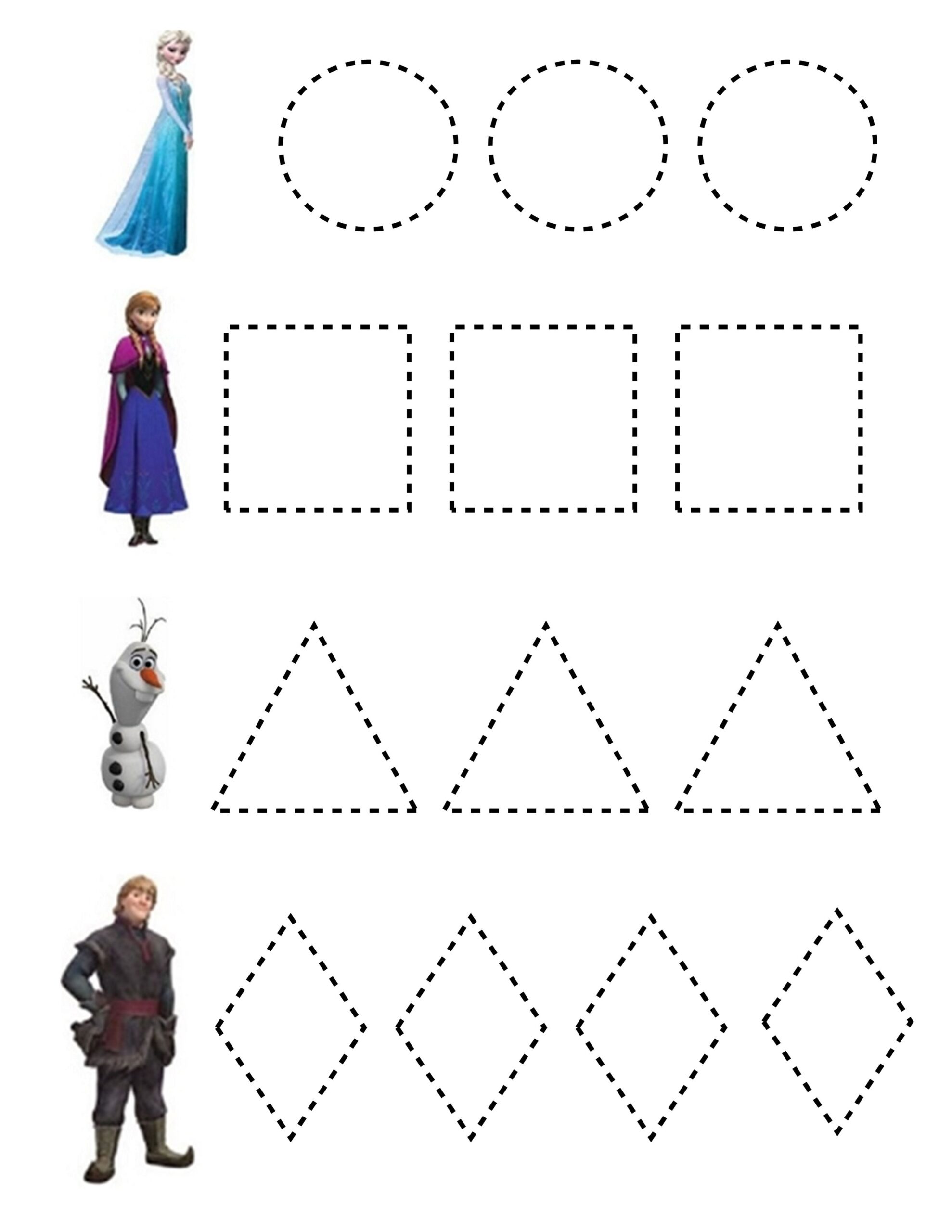Frozen Shape Tracing Elsa Coloring Pages Frozen Activities Worksheets Library