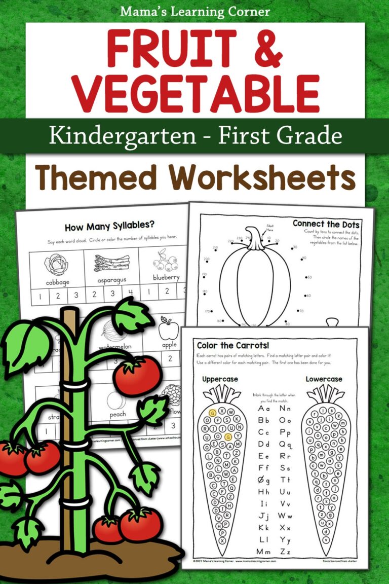 Fruit And Vegetable Worksheets For Kindergarten 1st Grade Mamas Learning Corner