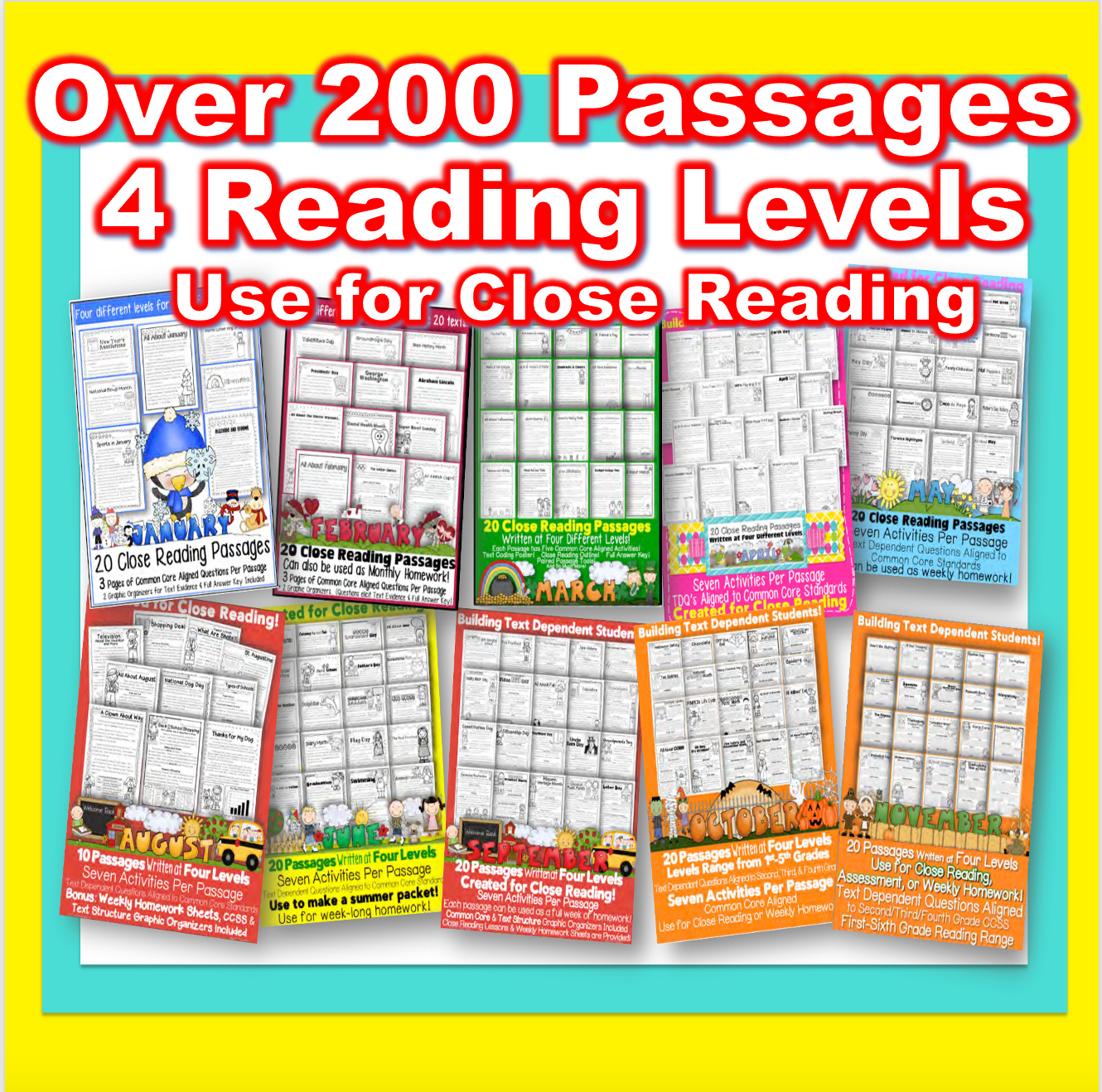 Full Year Close Reading Leveled Passages U0026 Activities Monthly Themes 2500 Pages Worksheets Library Full Year Close Reading Leveled Passages U0026 Activities Monthly Themes 2500 Pages Worksheets Library