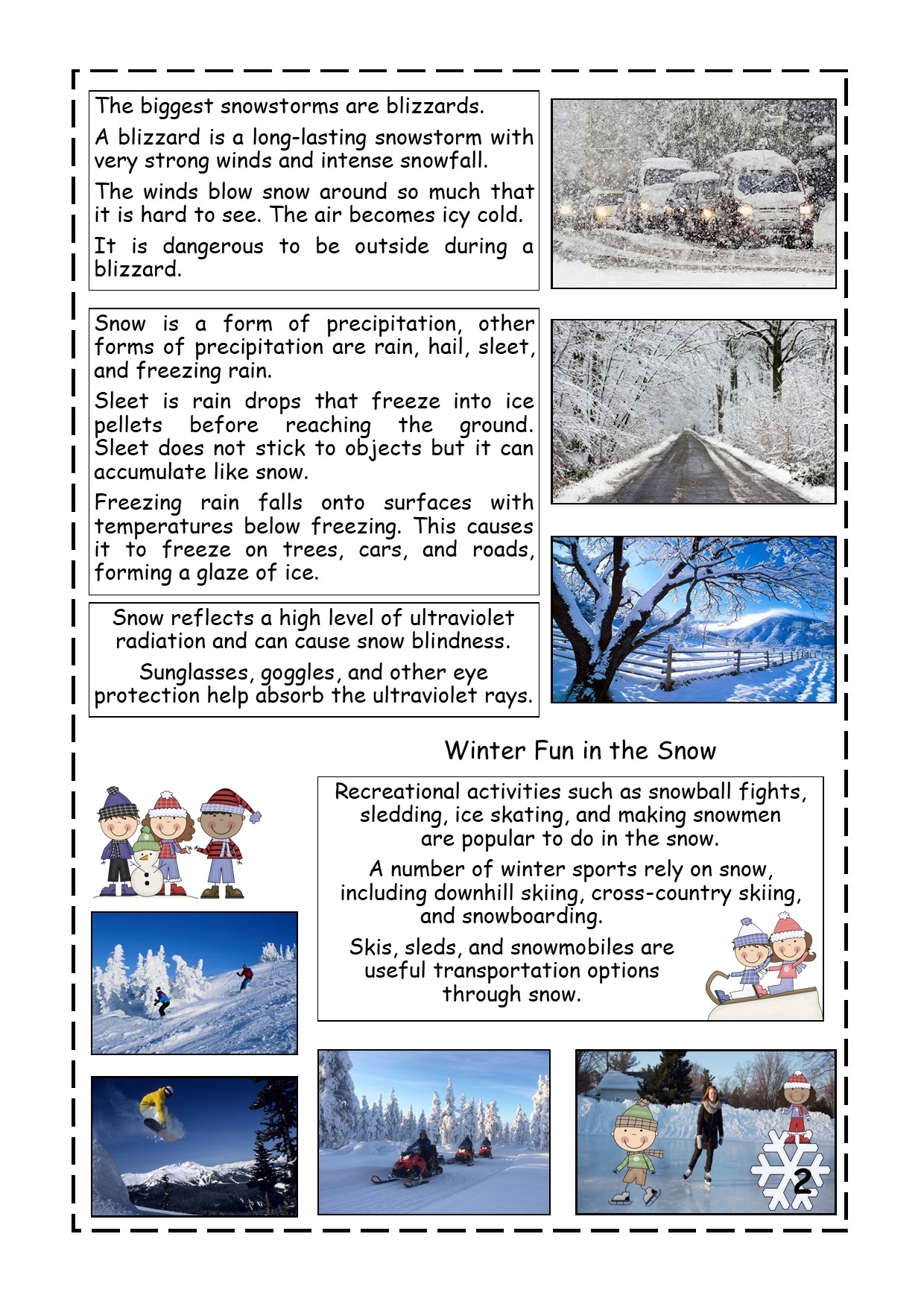 Fun Facts About Snow Reading Comprehension Passage