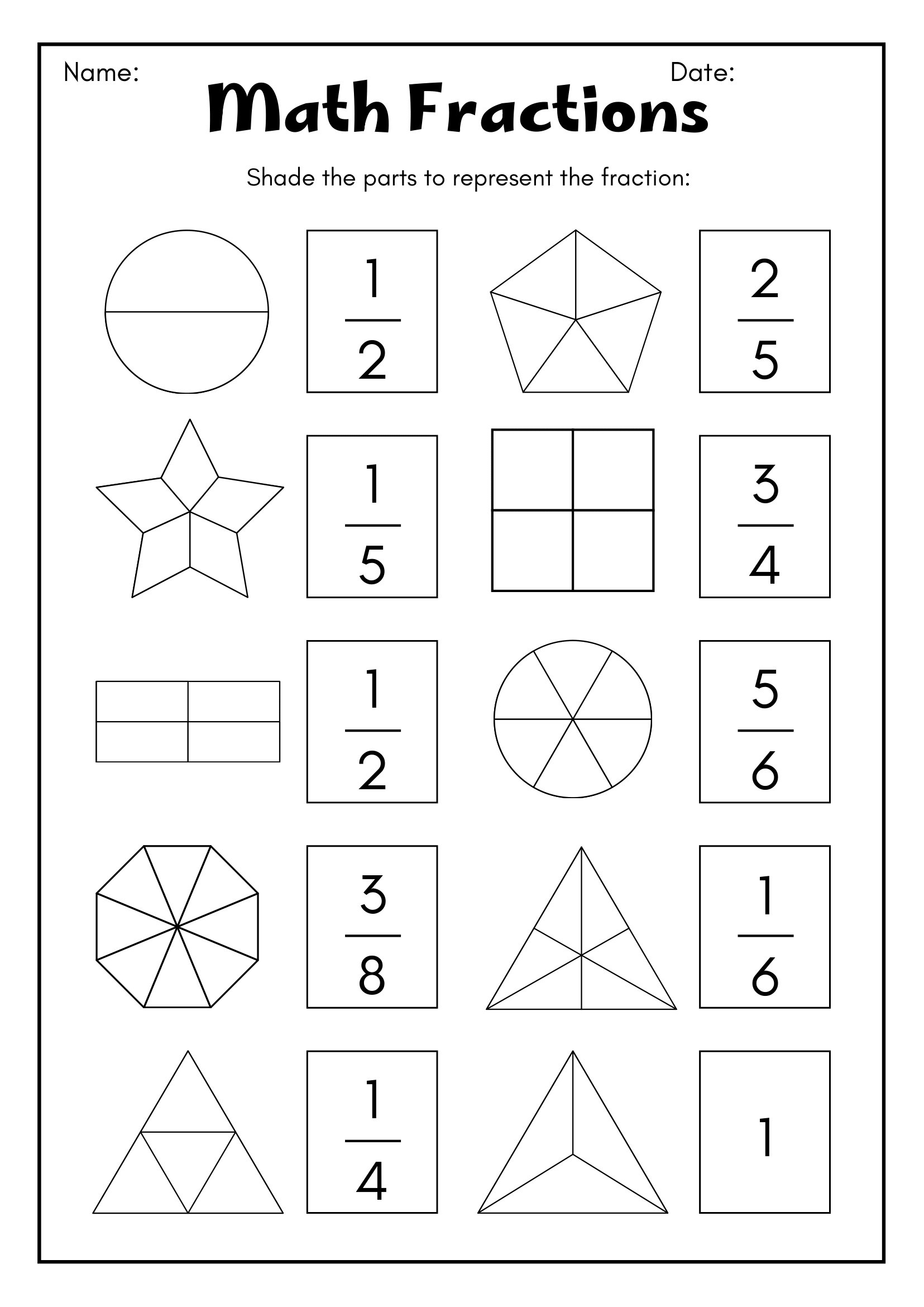 Fun Math Fraction Worksheets For 3rd Graders
