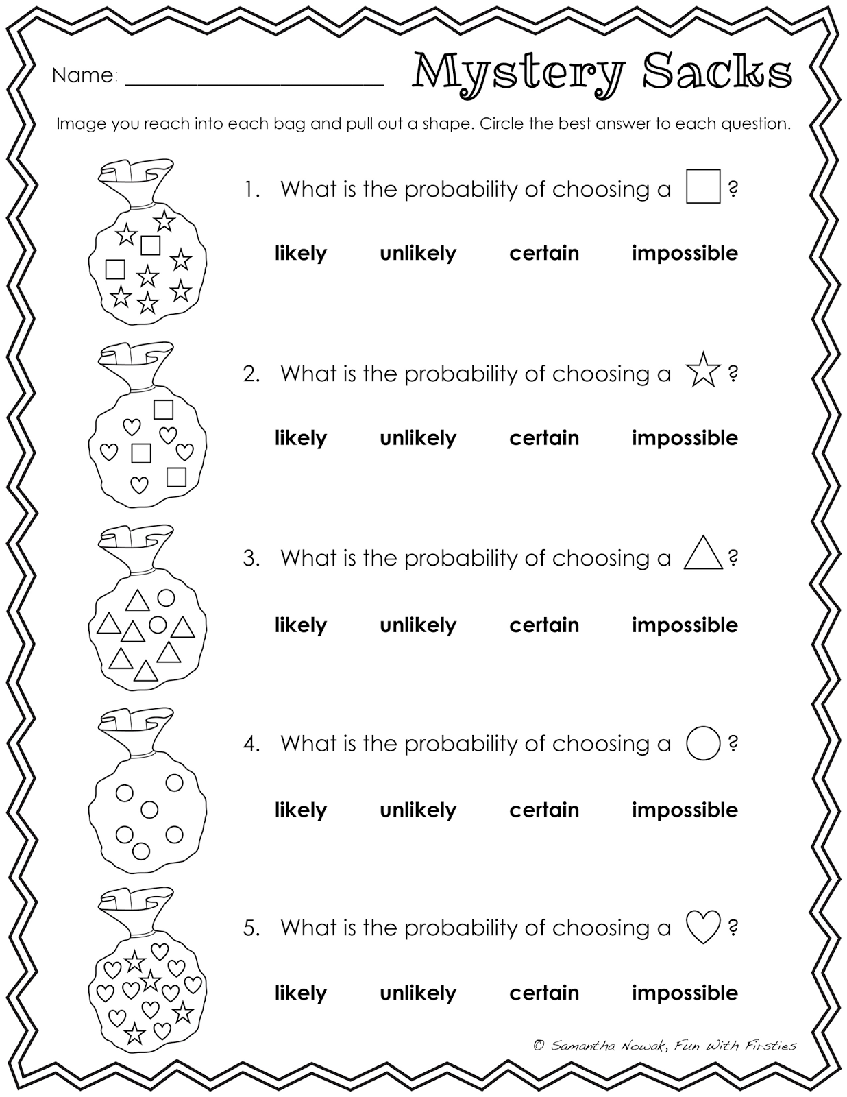 Fun With Firsties Our Probability Unit Worksheets Activities Lessons And Assessment Fun With Firsties Our Probability Unit Worksheets Activities Lessons And Assessment
