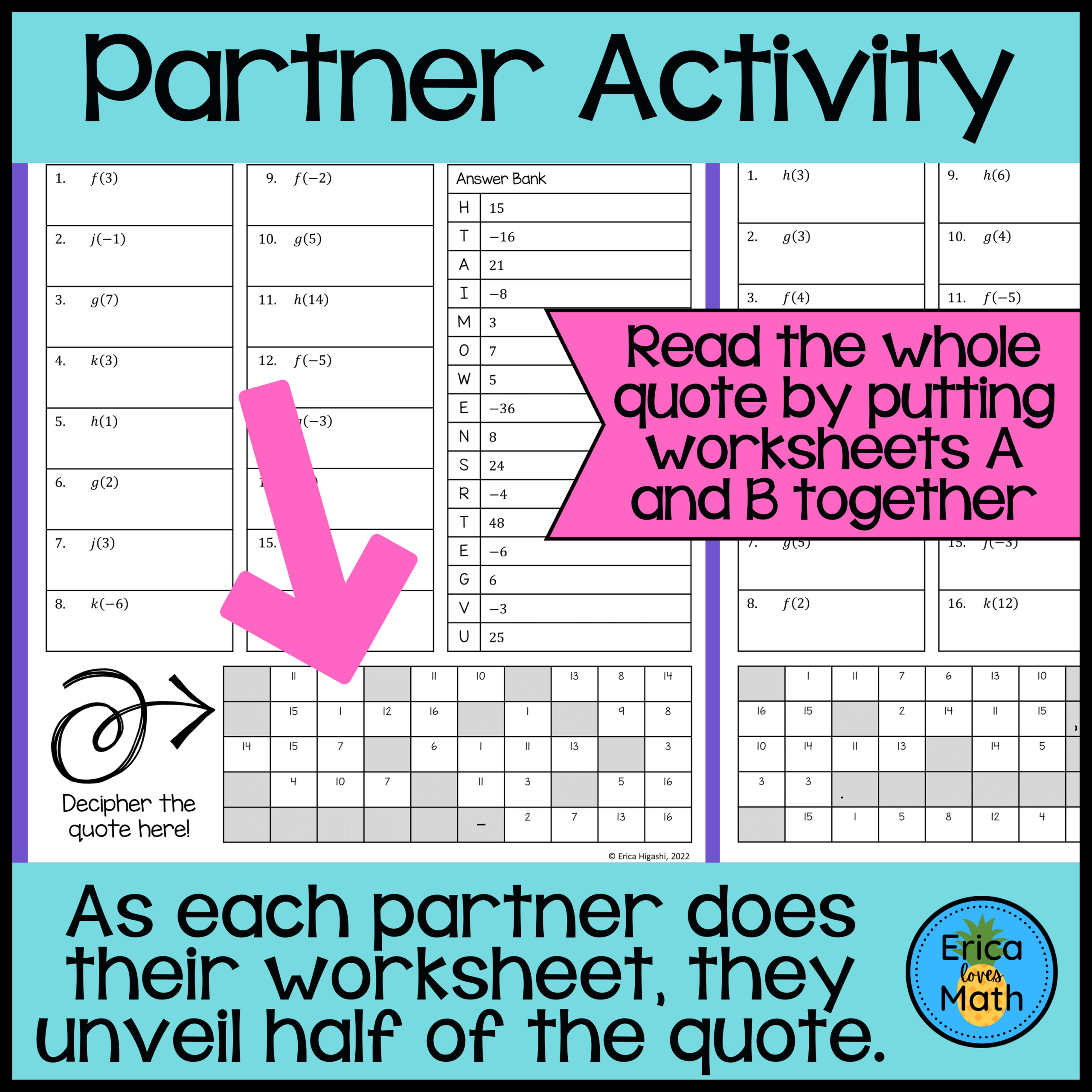 Function Notation Differentiated Partner Worksheets Quotable Function Notation Differentiated Partner Worksheets Quotable