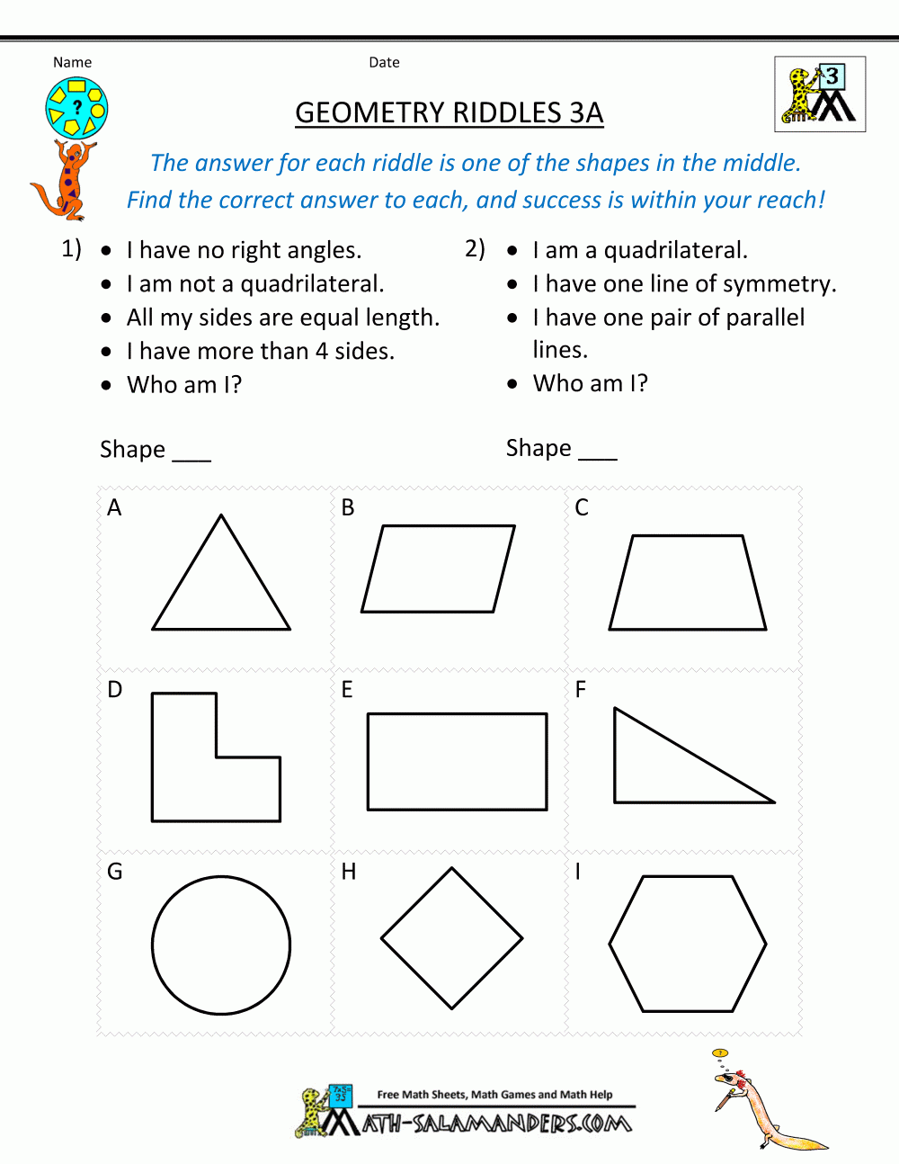 Geometry Worksheets Worksheets Library