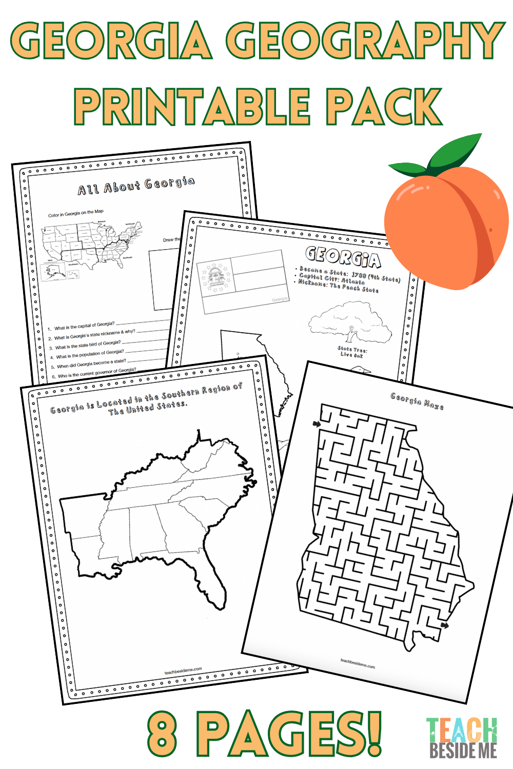 Georgia Geography For Kids Printable State Learning Pack Teach Beside Me Georgia Geography For Kids Printable State Learning Pack Teach Beside Me