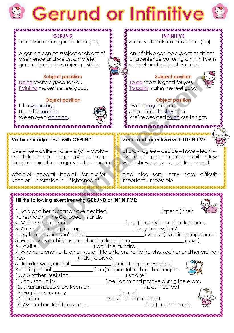 Gerund And Infinitive ESL Worksheet By Bburcu