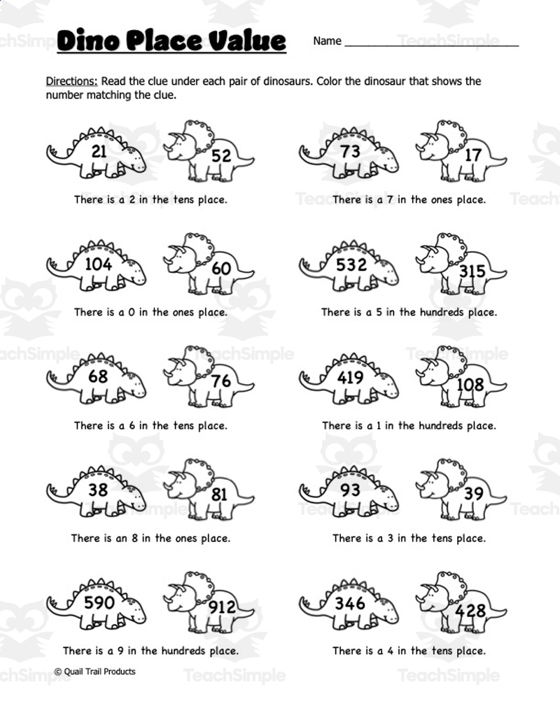 Grade 2 MATH Worksheets Dinosaur Theme By Teach Simple Grade 2 MATH Worksheets Dinosaur Theme By Teach Simple