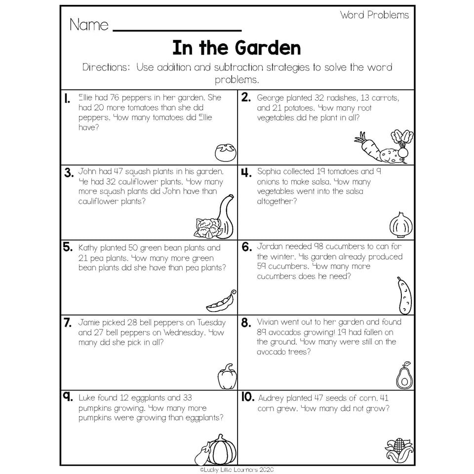 Word Problem Worksheets 2nd Grade Free