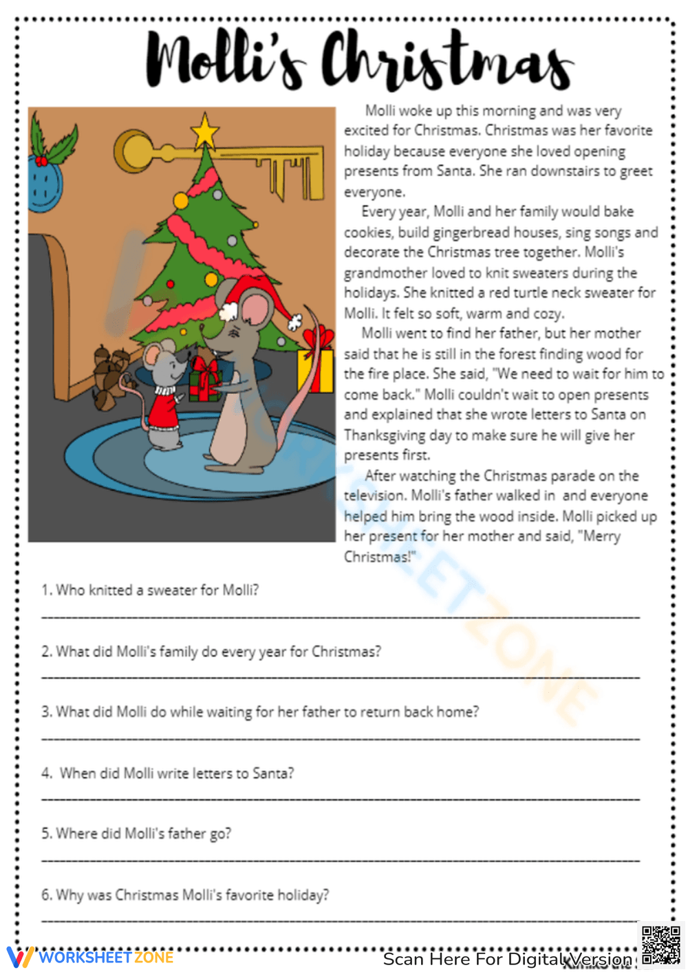 Grade 3 Christmas Comprehension Worksheets
