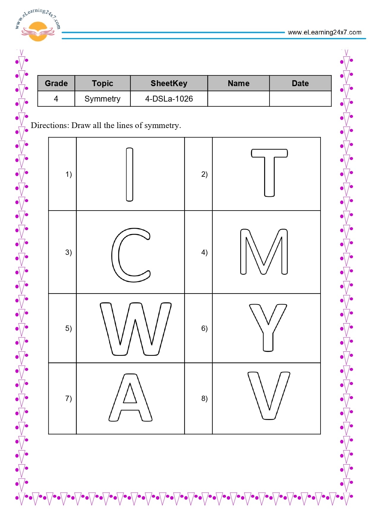 Alphabet Symmetry Worksheet