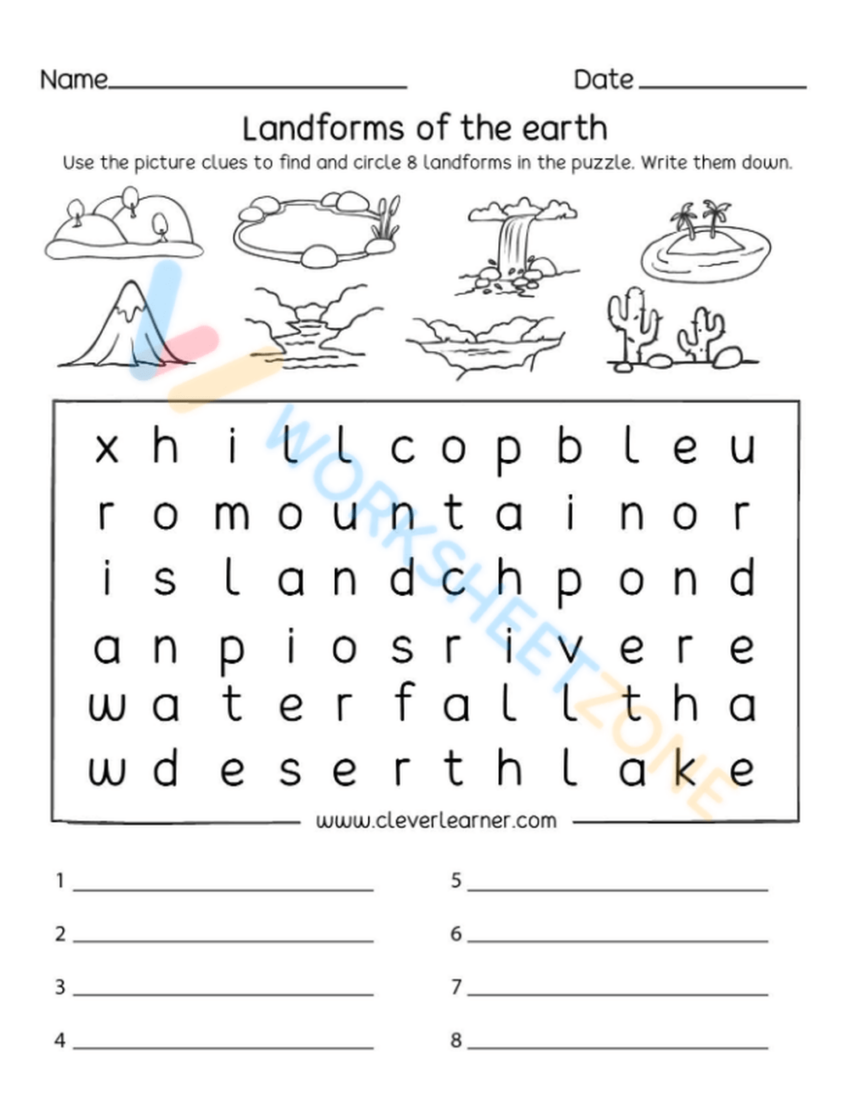 Grade 5 Landforms Worksheets Printable