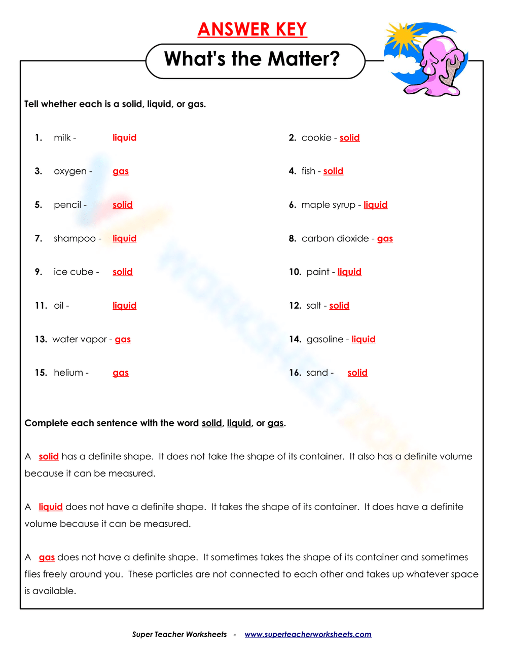 Free Matter Worksheets For 5th Grade Free Matter Worksheets For 5th Grade
