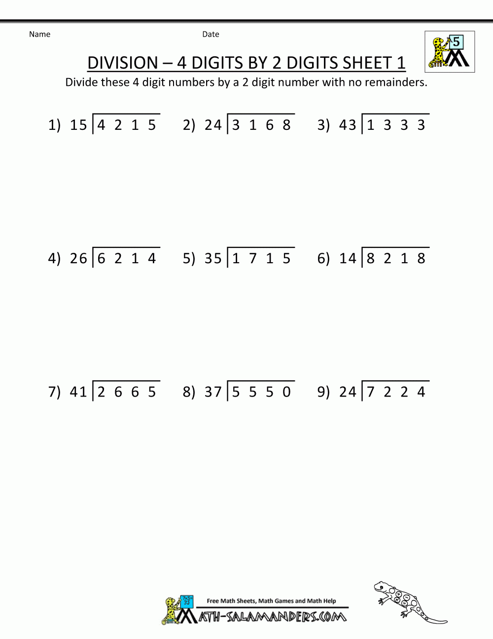 Grade 6 Long Division Worksheets Free Printable Math Practice Grade 6 Long Division Worksheets Free Printable Math Practice