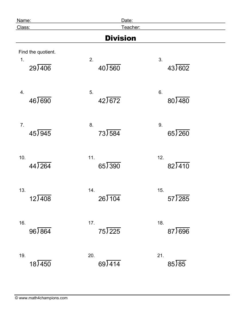 Grade 6 Long Division Worksheets Free Printable Math Practice Grade 6 Long Division Worksheets Free Printable Math Practice