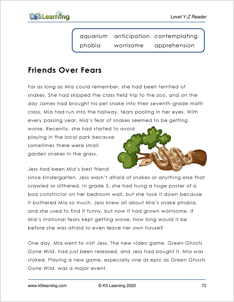 Comprehensive Reading Worksheets 6th Grade