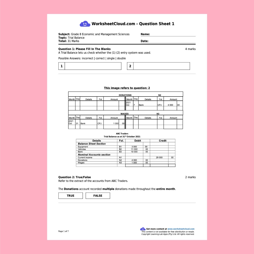 Grade 8 Natural Science Pack WorksheetCloud