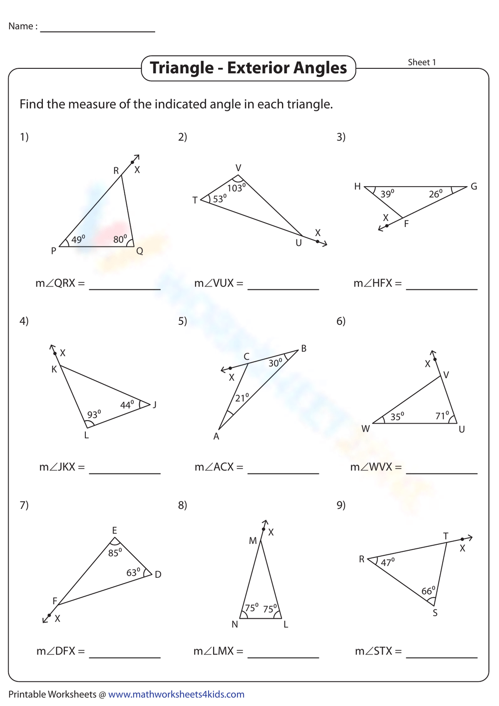 Free 9th Grade Geometry Worksheets