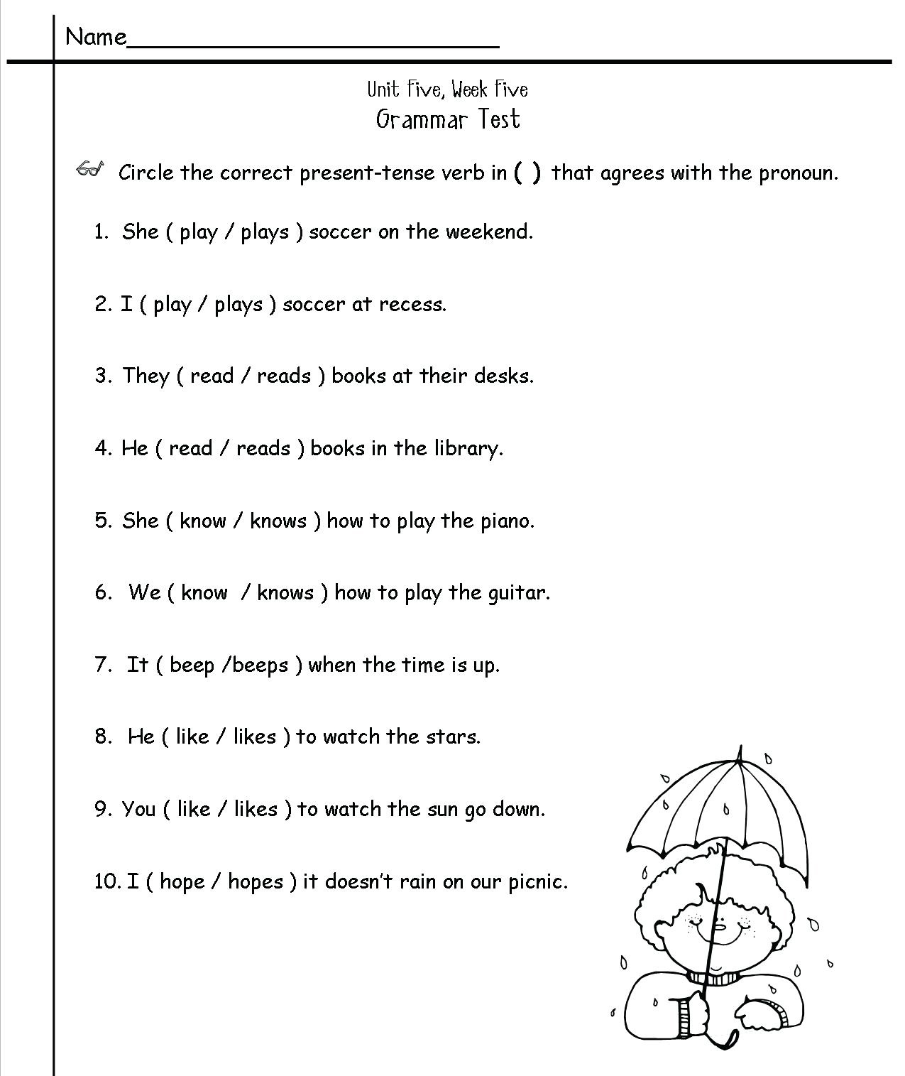 Grammar 2nd Grade Worksheet Worksheets Library
