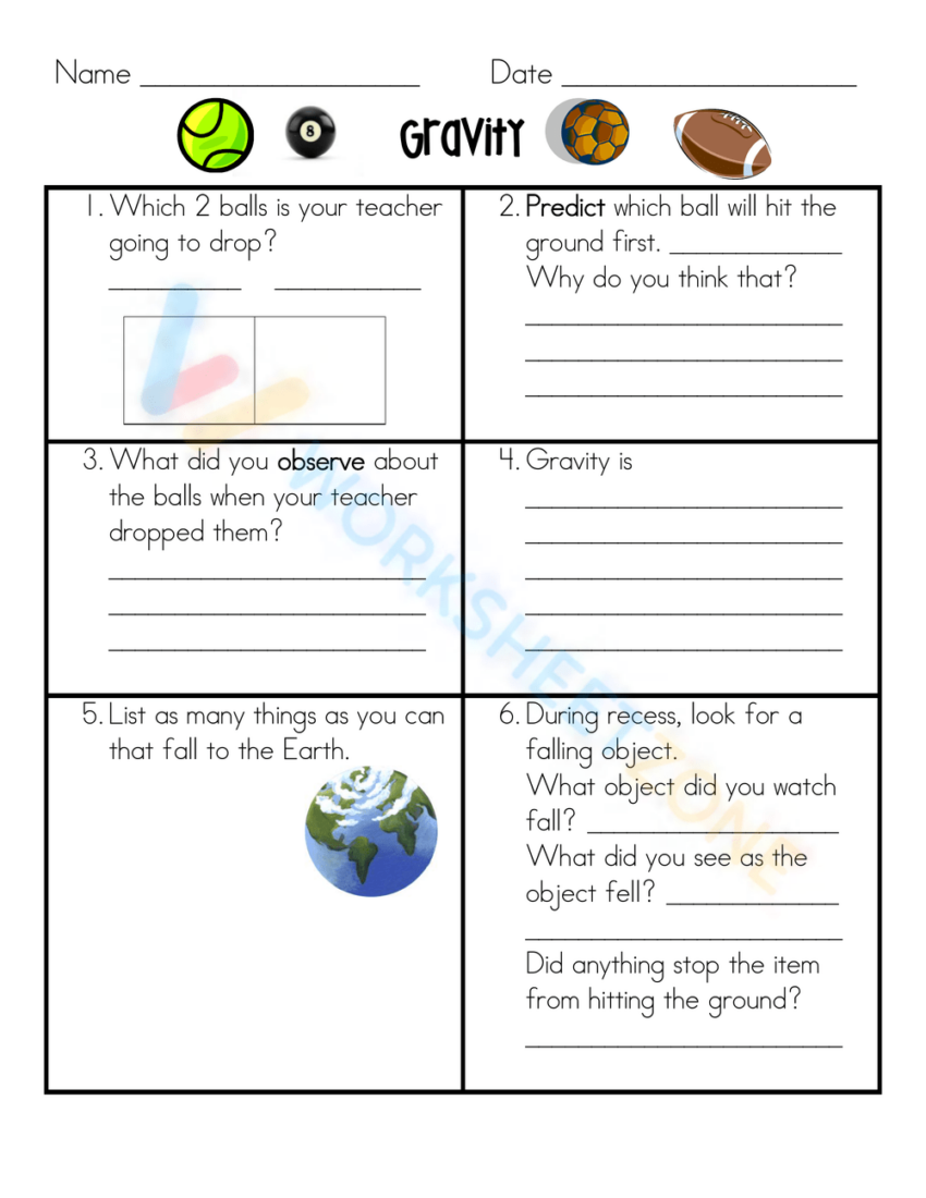 Gravity And Friction Worksheets K5 Learning Worksheets Library