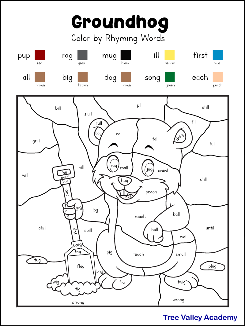 Groundhog Day Coloring Rhyming Worksheets For 1st Grade Groundhog Day Coloring Rhyming Worksheets For 1st Grade